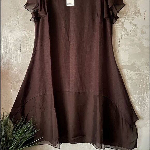 Estelle Linen Blend Swing Dress Australian designer Chocolate Mocha Mousse NWT - Picture 14 of 17